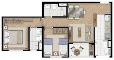torre Orquídea,  71 m² , unidade 104