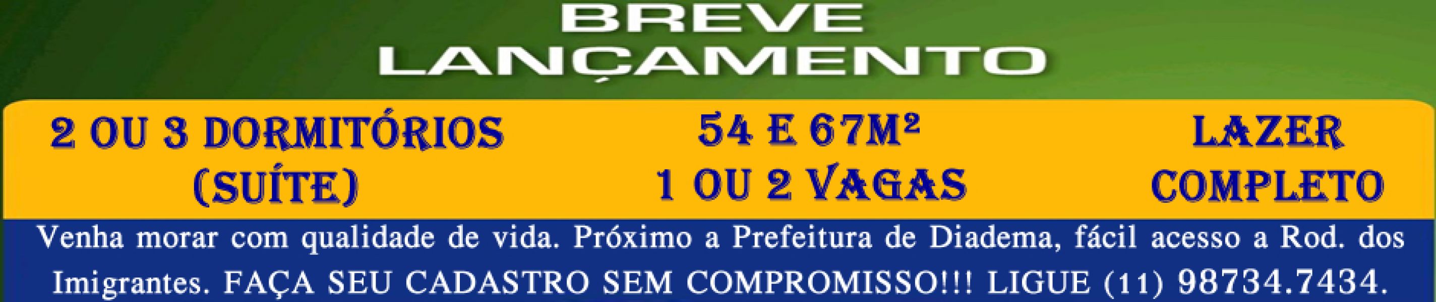 Encontro Imigrantes Diadema lançamento de apartamentos de 2 e 3 dormitórios
