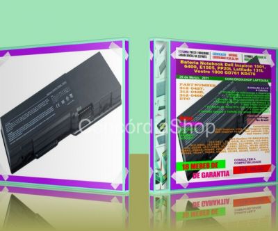 6 Cell Bateria Note Dell Inspiron 1501, 6400, E1505, PP20L Latitude 131L Vostro 1000